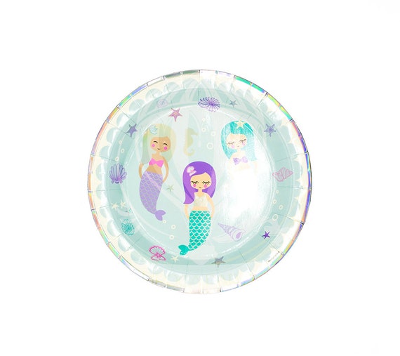 Mermaid Party Plates, Under The Sea Party, Birthday Party, Mermaid Party,  Narwhal Party, Baby Shower