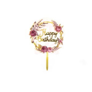 Bohemian Wreath Acrylic Birthday Cake Topper