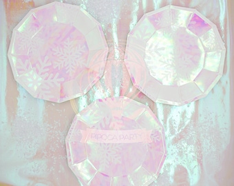 8 Octagon Party plates, Baby Shower, Frozen, Winter Wonderland Party, Bridal Shower, Birthday Party, Christening, Christmas