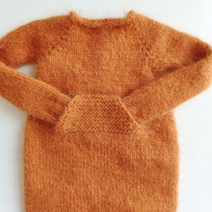Hand knitted pumpkin orange angora wool jumpsuit for Blythe Kigurumi romper image 9