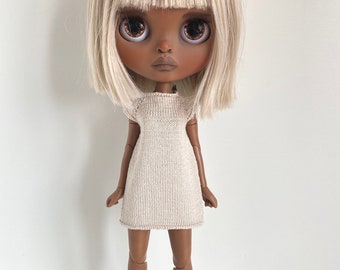 Summer silk and cotton beige dress for Blythe