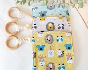 Personalized security crinkle toy lovey for babies, woodland animals blanket, montessori baby toys, educational baby sensory toy, its a boy