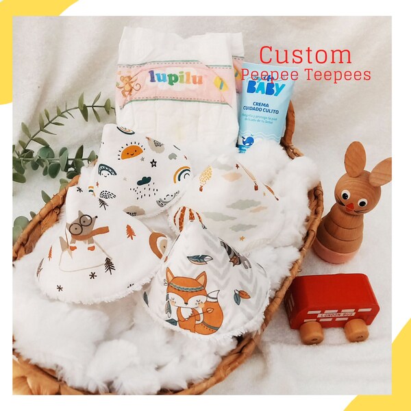 Personalized pee pee teepees for newborn boy, pee pee shield, pee cover, changing baby accessories boy,  baby shower gift for new baby boy