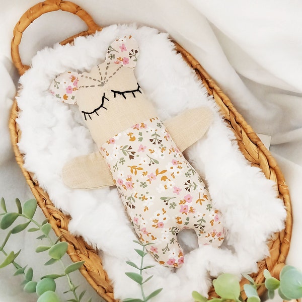 Companion doll soft newborn toy, cuddle toy, little baby girl gifts, sweet little doll, sleep companion, birth announcement for baby girl