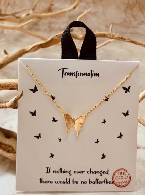Gold Butterfly Necklace 18k Gold Plated 
