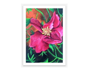 Buntes Rosa Blumen Gemälde A5 Giclée Fine Art Print