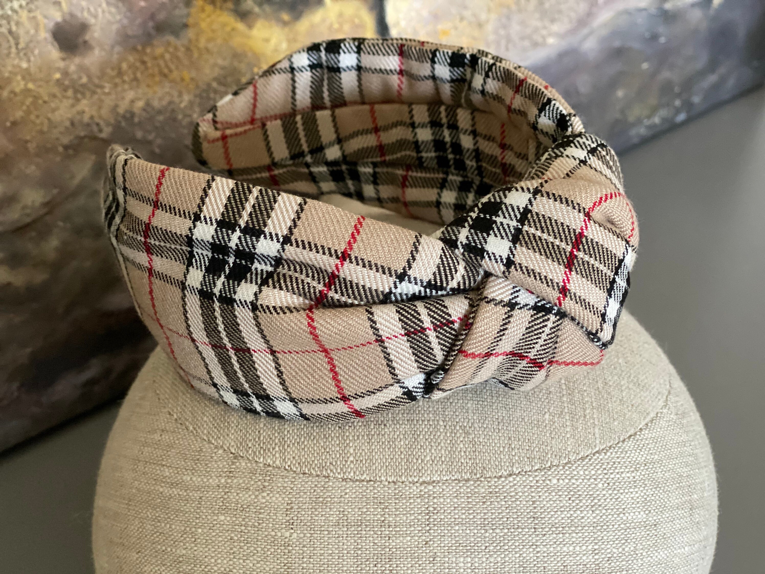 Knot headband statement headband Burberry style fabric Etsy