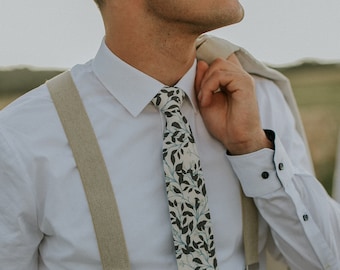 Cream, Cerulean and Darm Plum Leaves , Berry , Handmade Tie, Slim Tie, Groomsmen necktie, Elegant floral Tie, Made in Italy