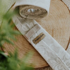 White Leaves Handmade Tie, Slim Tie, Handmade Tie, Men Ties, Groomsmen necktie, Made in Italy, Cotton image 5