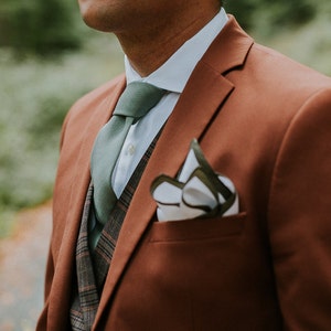 Army Green, Handmade Tie, Slim Tie, Groomsmen necktie, Handmade Tie, Pocket Square, Lapel Pin Flower, Floral Tropical Texture
