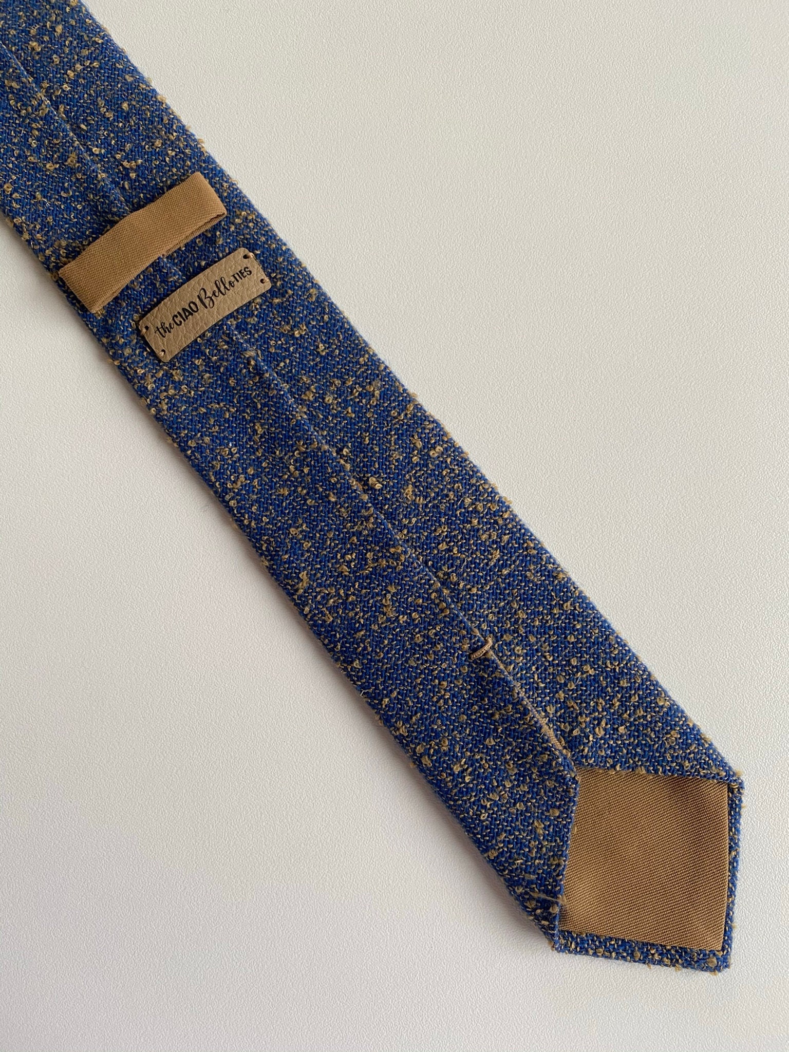 Wool Cerulean Blue and Caramel Tie Handmade Tie Made in | Etsy
