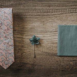 Pink, Lavender and Green Leaves Branch , Berry, Handmede Tie, Slim Necktie, Groomsmen necktie,Groom Tie, Elegant floral Tie, Made in Italy image 8