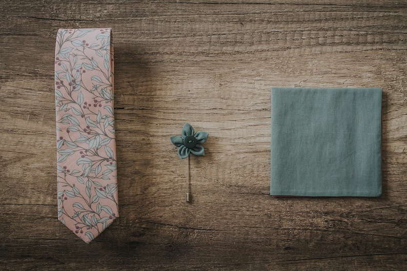 Pink, Lavender and Green Leaves Branch , Berry, Handmede Tie, Slim Necktie, Groomsmen necktie,Groom Tie, Elegant floral Tie, Made in Italy image 8