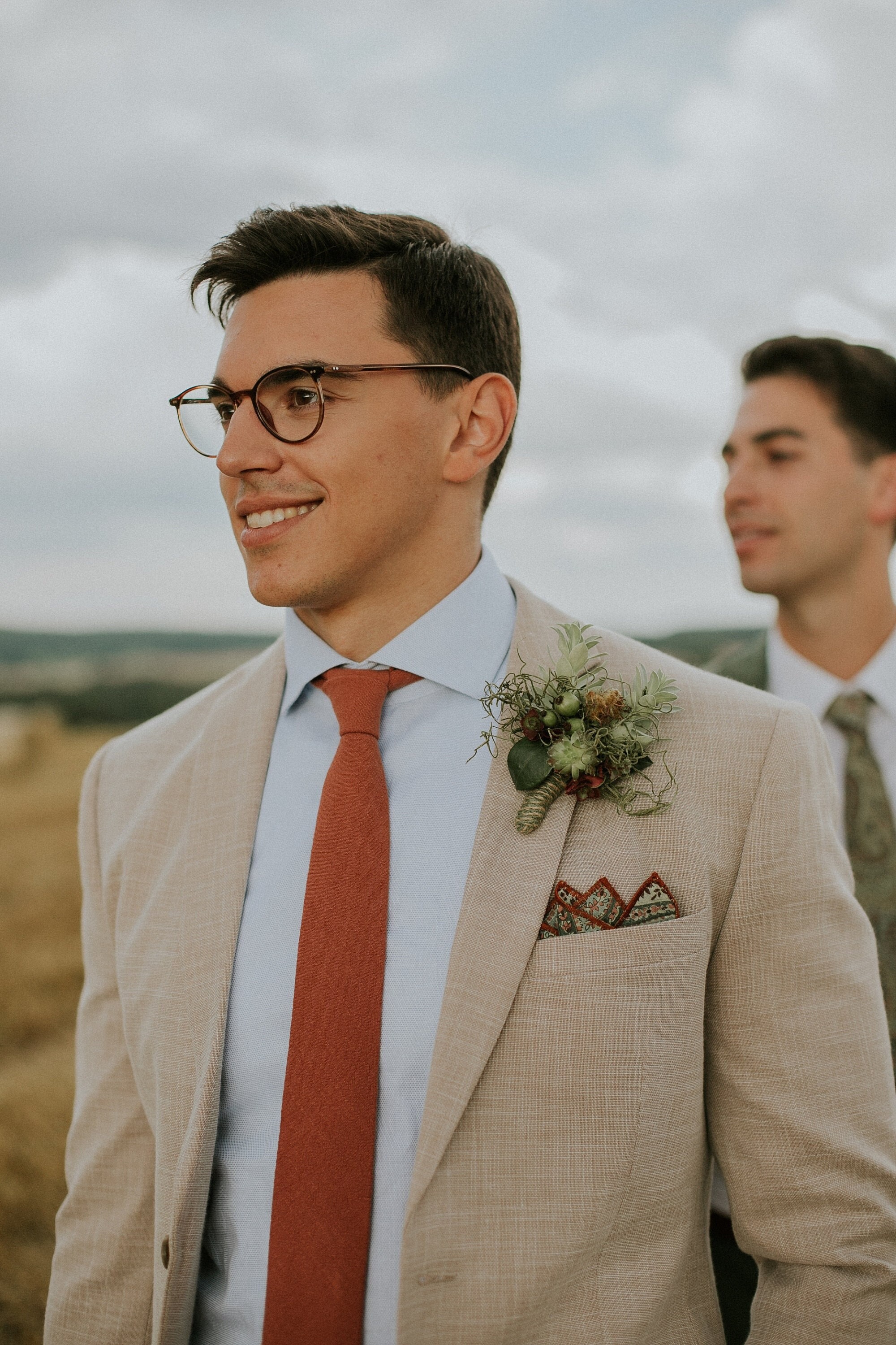 Corbata de lino de terracota rosas y extensión - México