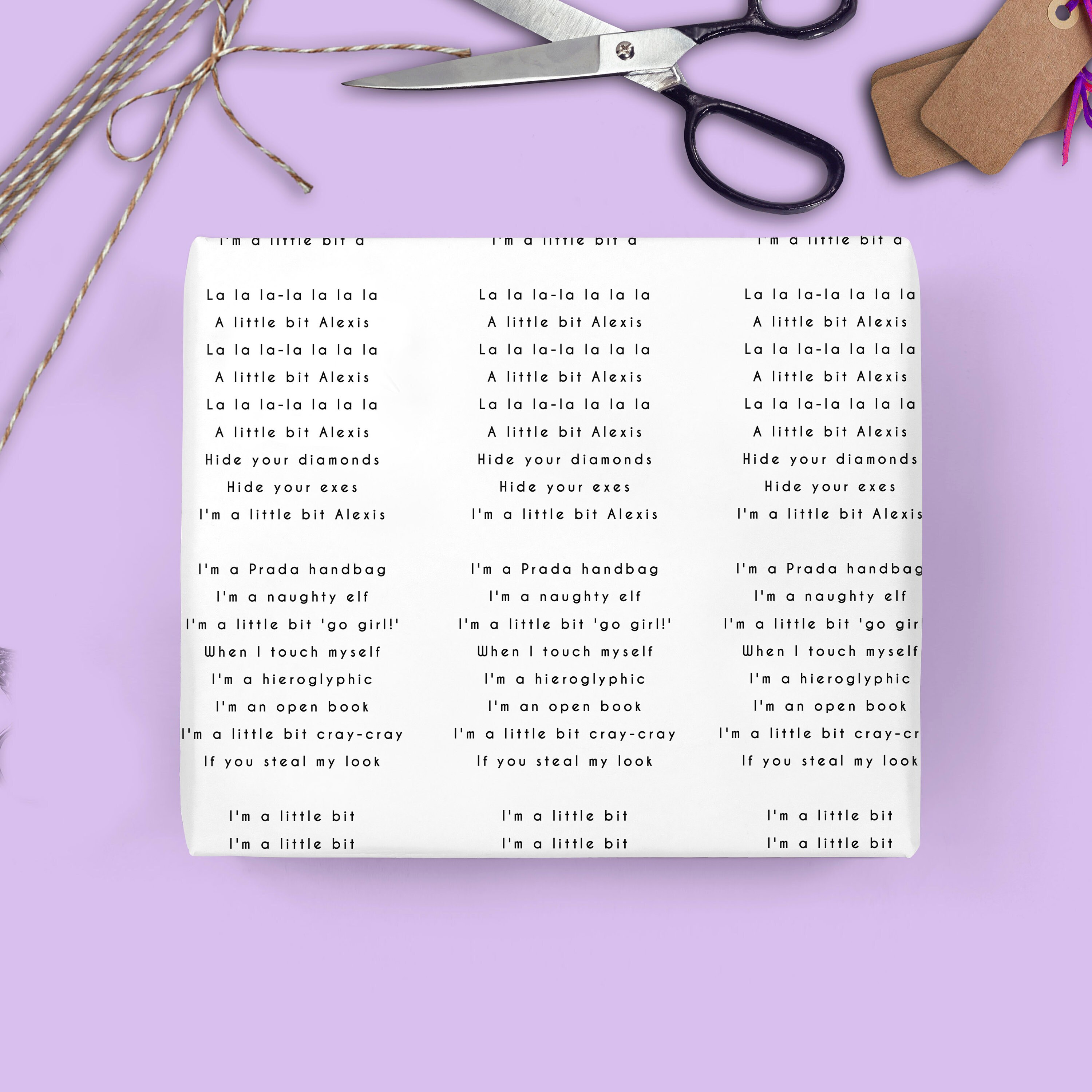 Alexis Lyrics Wrapping Paper 100gsm Heavy Weight Etsy