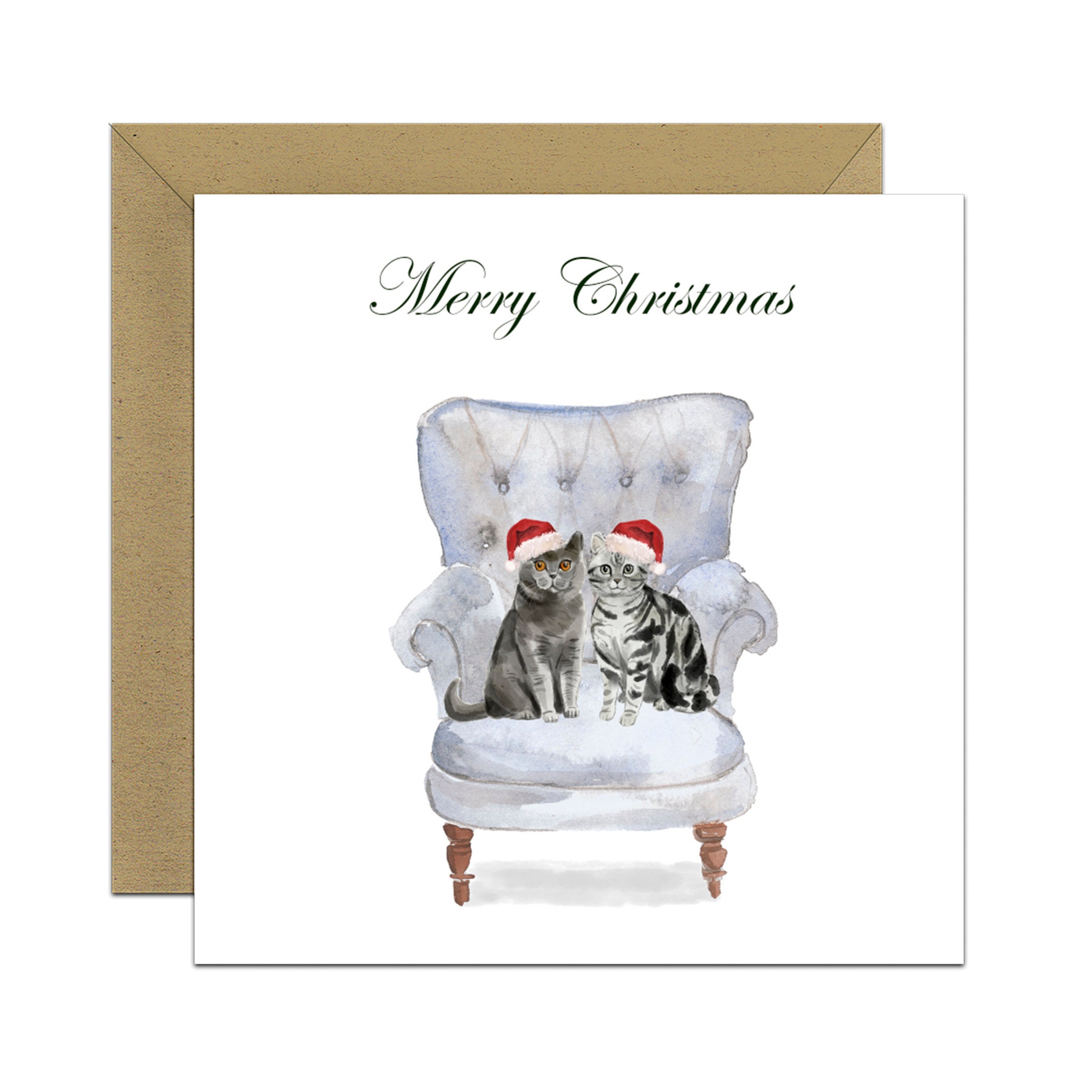2 Cats Silver Tabby British Shorthair Greeting Card Etsy