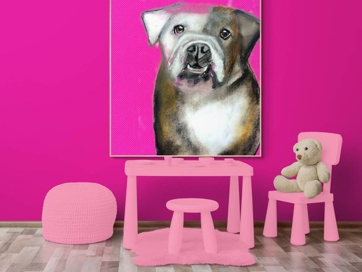 Impression Toile Chien Bouledogue Anglais Art Contemporain