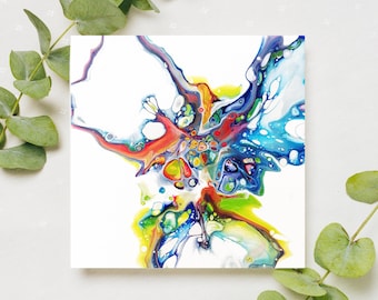 Impressão artística de arte abstrata em acrílico, pôster colorido em acrílico.