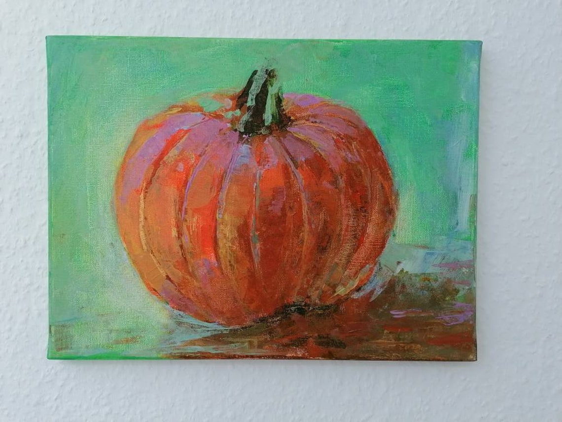 Pumpkin Painting Still life Acrylic Artwork Etsy