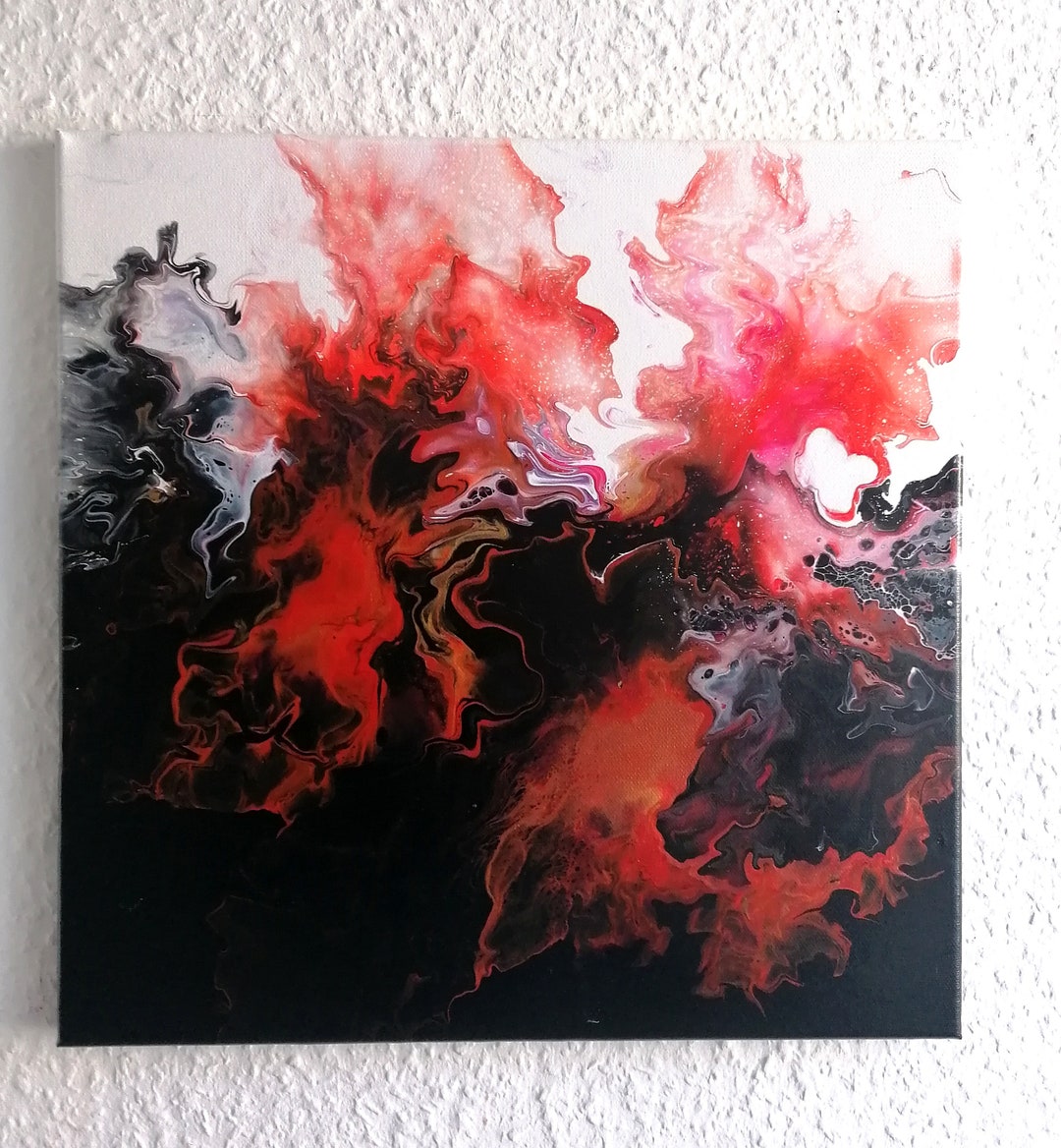 Original Abstract Painting Red Black White Painting Acrylic Etsy