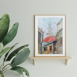 Croatia Painting Old Town Original Watercolor Painting Novi Vinodolski image 1