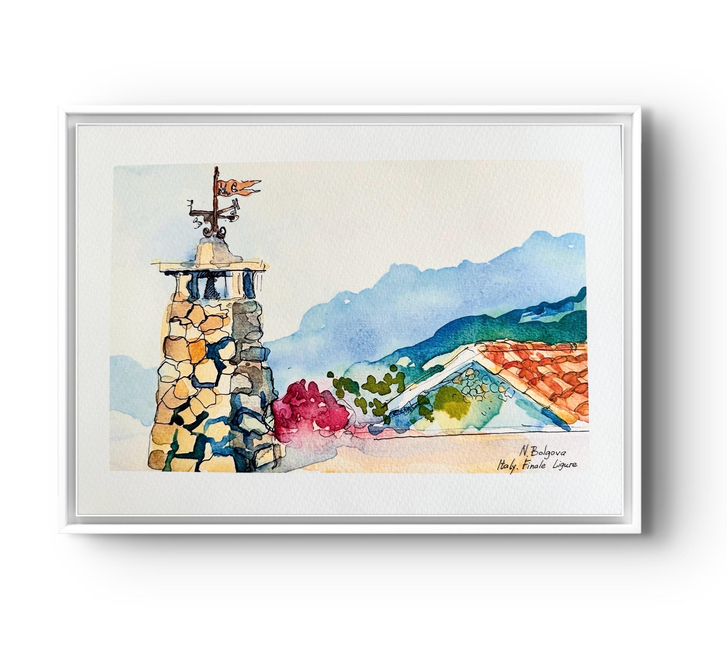 屋根瓦の水彩画 - Etsy 日本