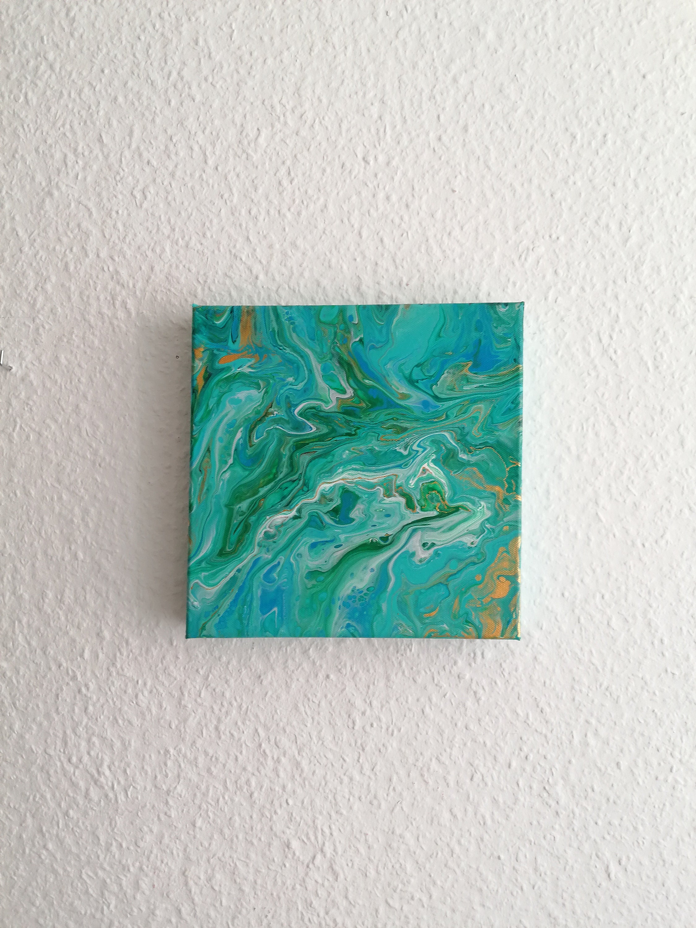 室内装飾用の緑と青のオリジナル抽象アクリル絵の具 - Etsy 日本