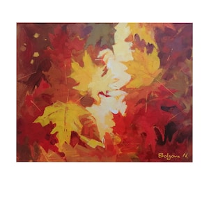 Maple Leafs Original Painting Autumn Leaves Fall Colors Acrylic Painting