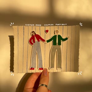 Custom Couples Portrait – Handmade Anniversary Gift, A6 Illustration
