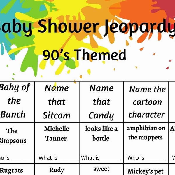 Baby Shower Jeopardy Etsy