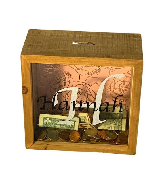 Personalized Shadow Box Piggy Banks Etsy