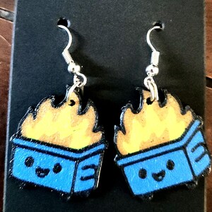 Happy dumpster fire earrings