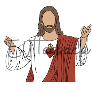Sacred Heart of Jesus Faceless Drawing DIGITAL PRINT