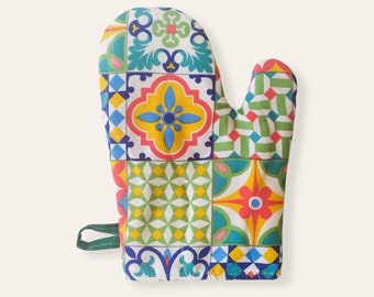 Majolica Oven mitt/ Italian print oven mitt for kitchen decoration / kitchen decor ideas Housewarming gift