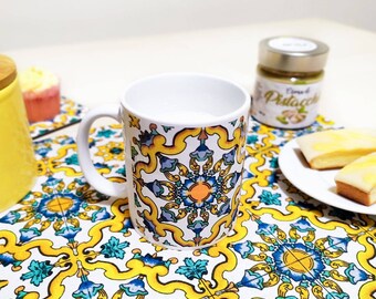 Mosaik-Tischset, mediterranes Stoff-Tischset, Keramikfliesen-Druck-Tischset, einzigartiges Einweihungsgeschenk