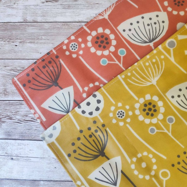 Bergen orange placemat, oilcloth waterproof placemat, outdoor table mat for garden decor, patio table setting