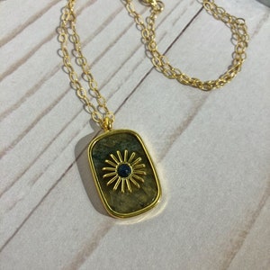 labradorite sun pendant on 18&quot; 14k gold filled chain necklace