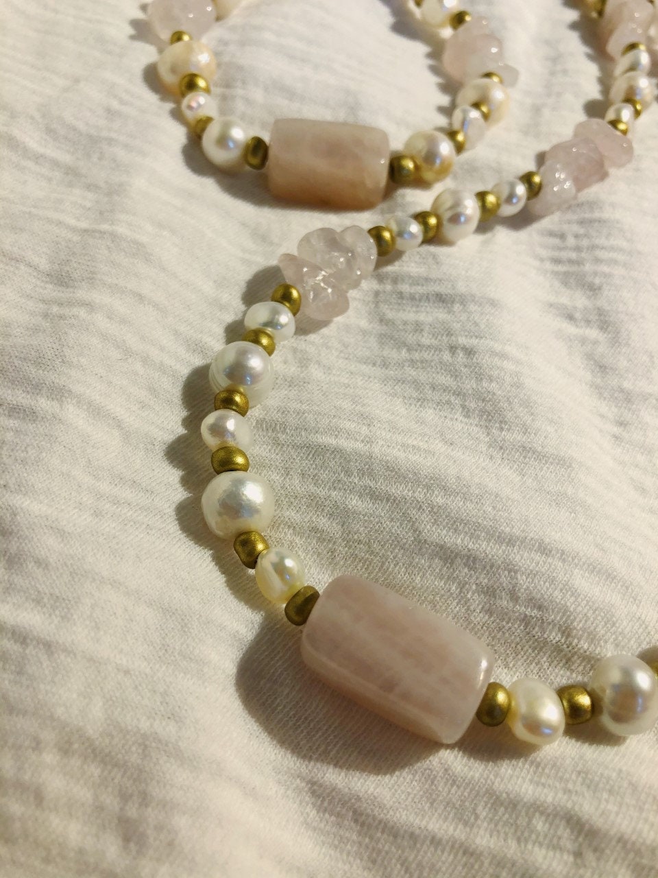 Collana Chic In Oro Con Perle D'acqua Dolce E Tormalina Rosa - Foto 5