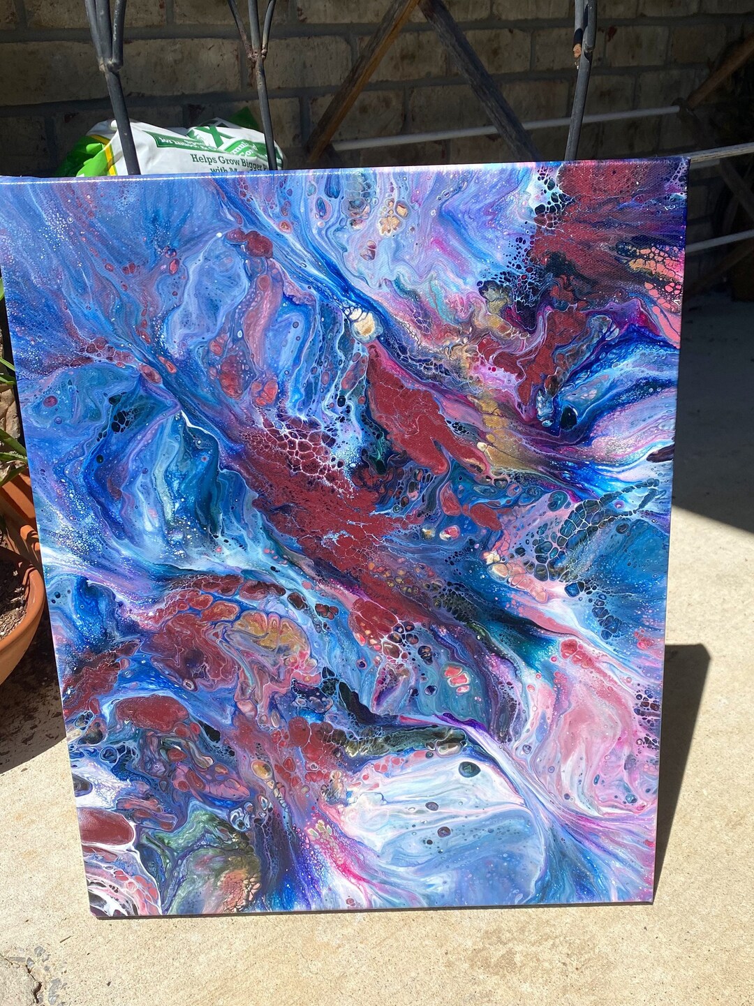 Acrylic Pour Painting 16x20 Inch-abstract Art- Large Painting