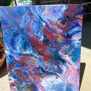 Acrylic Pour Painting 16x20 inch-abstract Art- large painting-burgundy