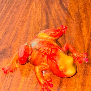 Adorable handmade resin frog, fire frog of many colors, cute table decor, garden decor, unique one of a kind frog