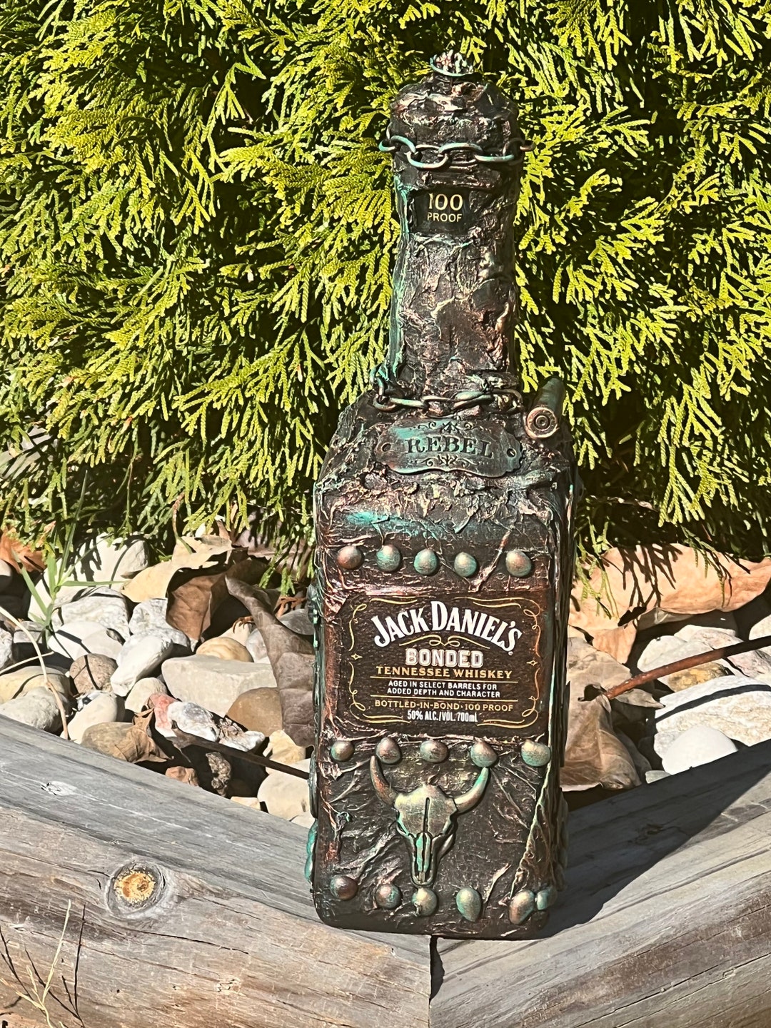 Jack Daniels Bottle Art Steam Punk Decor Steam Punk Bottle Etsy