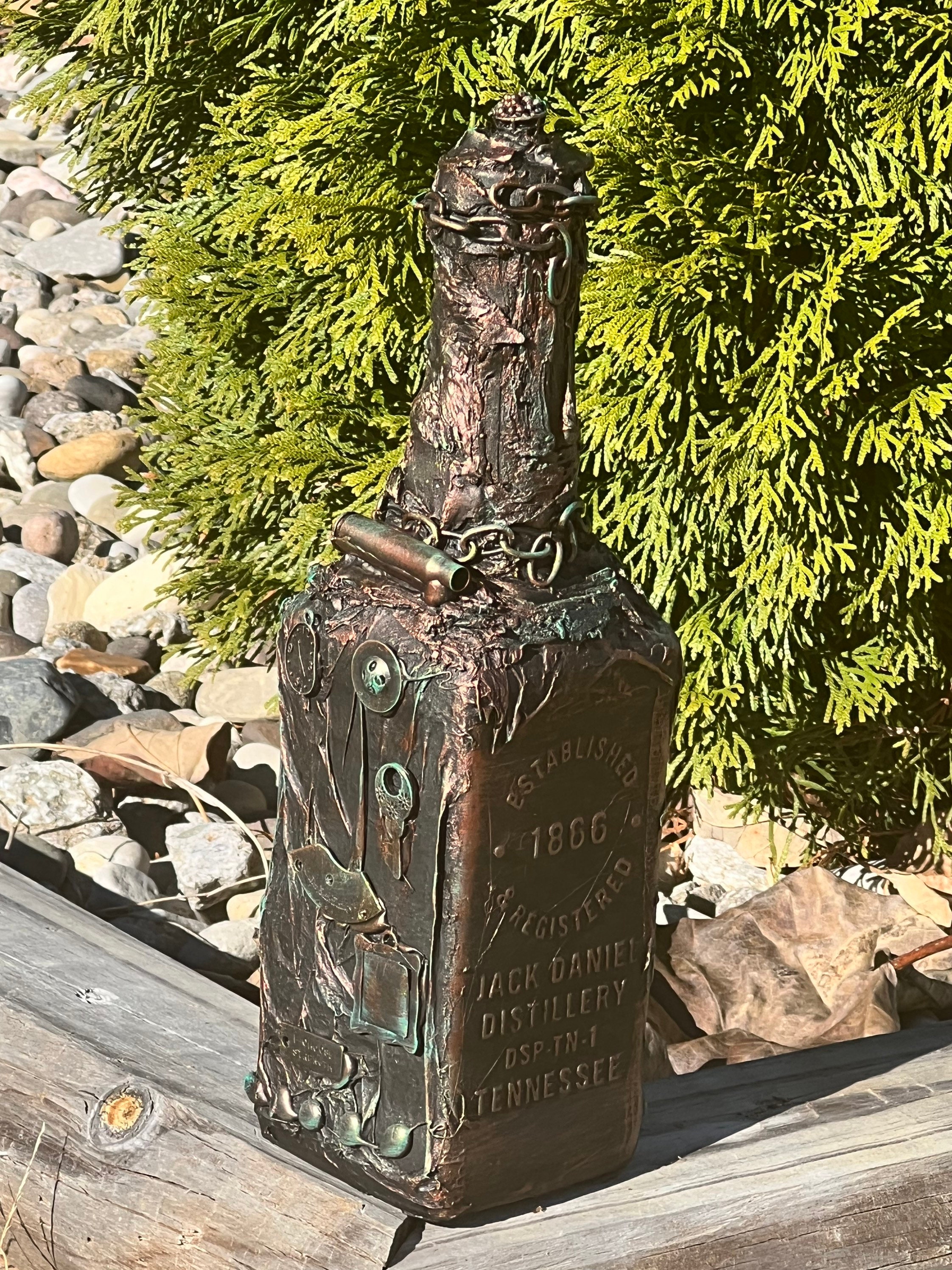 Jack Daniels Bottle Art Steam Punk Decor Steam Punk Bottle Etsy