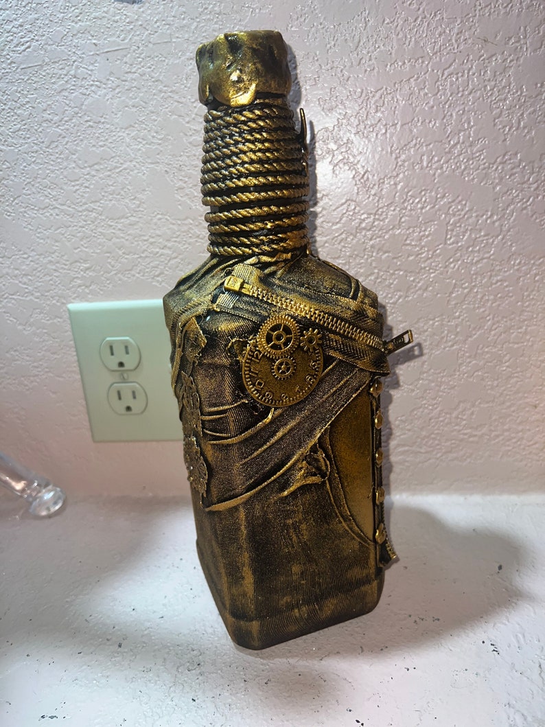 Jack Daniels Bottle Art, Steam Punk Decor, Steam Punk Bottle Art, Liquor Bottle Art Etsy
