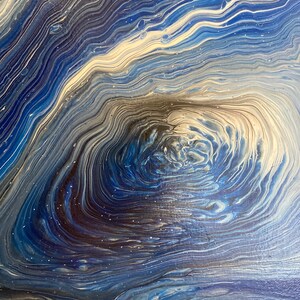 Acrylic Pour Painting 11x14 inch-fluid Art-bronze and blue painting- stretch canvas painting