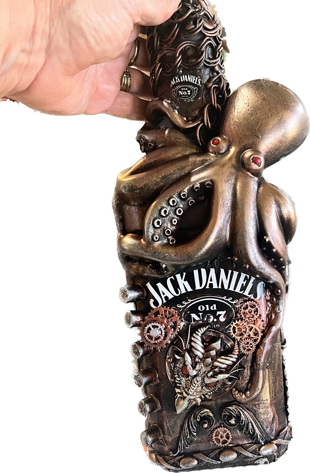 Jack Daniels Bottle Art Steam Punk Decor Steam Punk Bottle Etsy UK