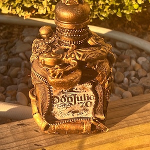 Don Julio Flaschenkunst, Steam Punk Dekor, Steam Punk Flasche Kunst, Schnapsflasche Kunst