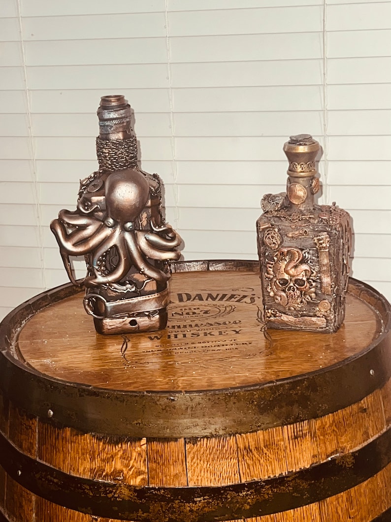 Jack Daniels Bottle Art LAMP Steam Punk Decor Steam Punk Etsy