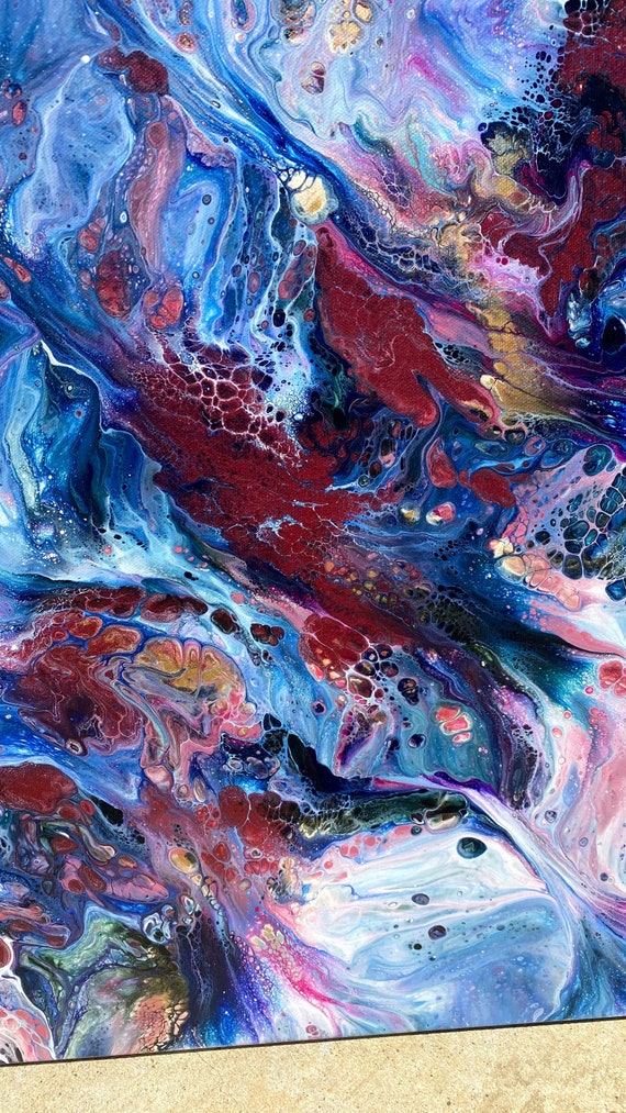 Acrylic Pour Painting 16x20 Inch-abstract Art- Large Painting
