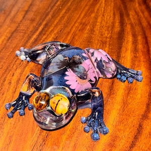 Adorable handmade resin frog, flower frog, cute table decor, garden decor, unique one of a kind frog